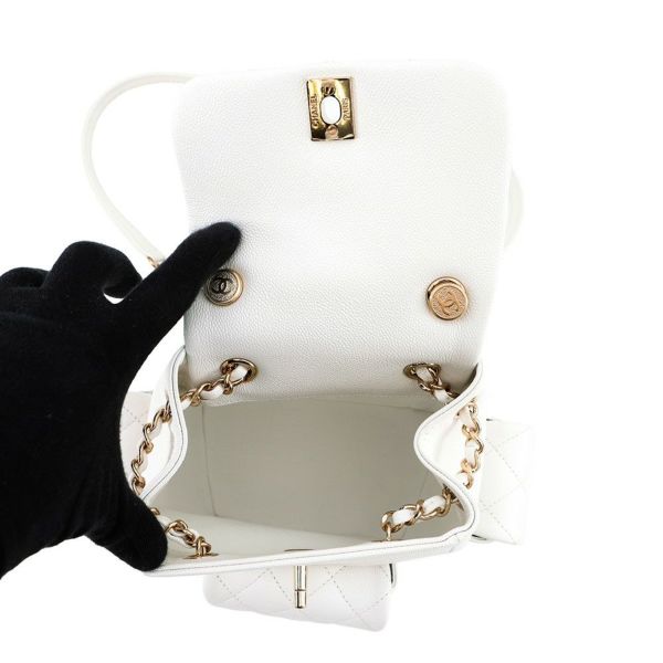 シャネル リュック マトラッセ ココマーク マルチポケット キャビアスキン AS4399 バックパック バッグ 白