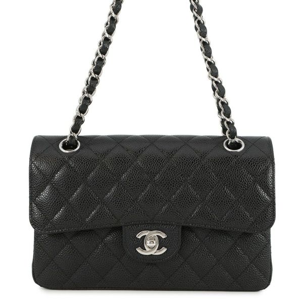 シャネル チェーンショルダーバッグ マトラッセ23 ココマーク ダブルチェーン キャビアスキン A01113 CHANEL 黒