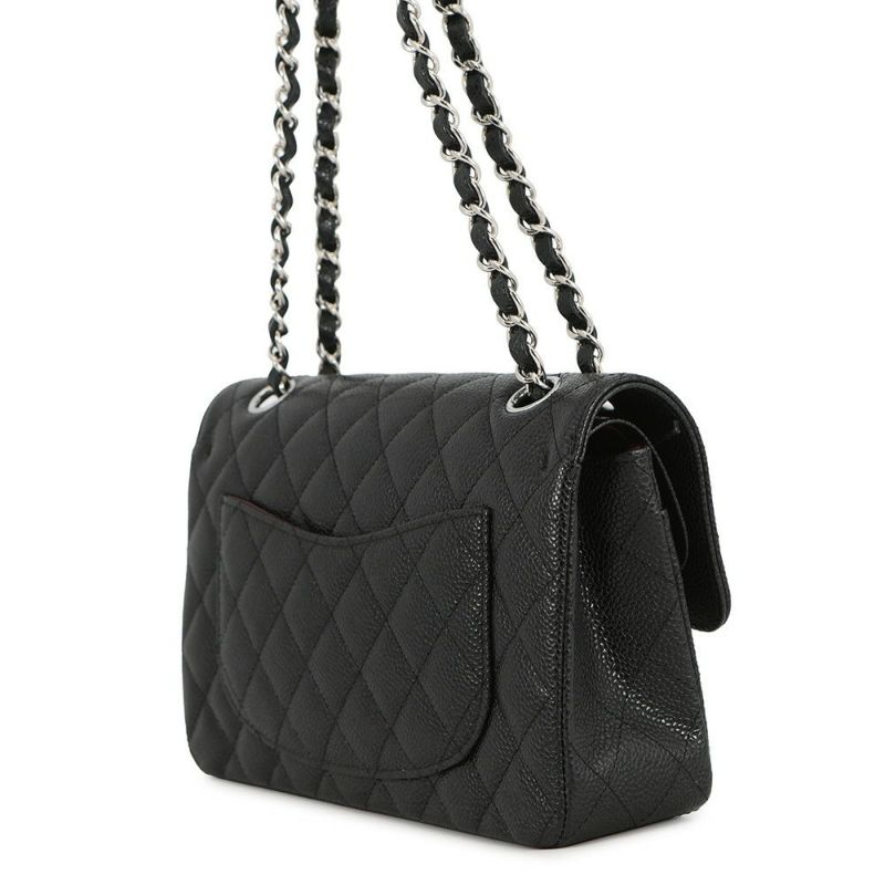 シャネル チェーンショルダーバッグ マトラッセ23 ココマーク ダブルチェーン キャビアスキン A01113 CHANEL 黒