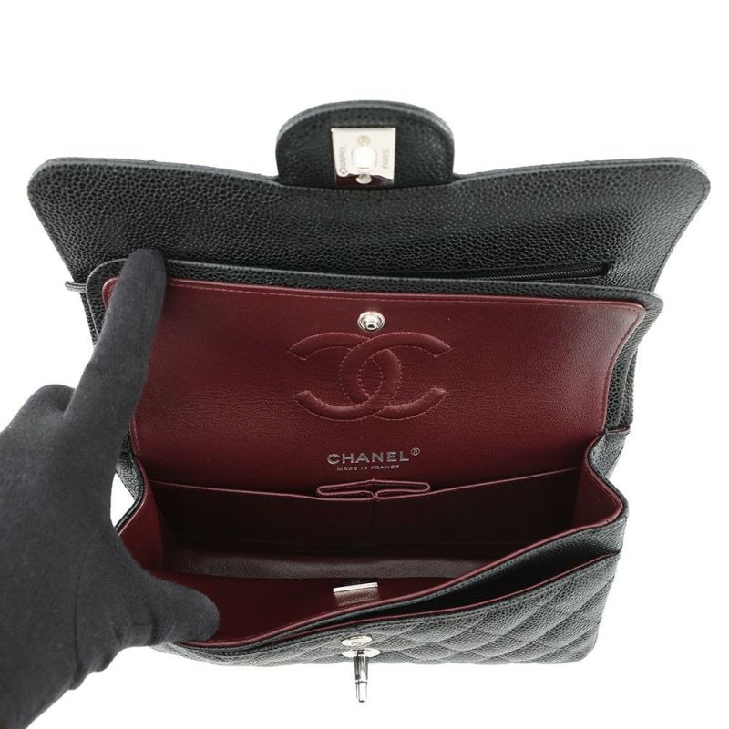 シャネル チェーンショルダーバッグ マトラッセ23 ココマーク ダブルチェーン キャビアスキン A01113 CHANEL 黒