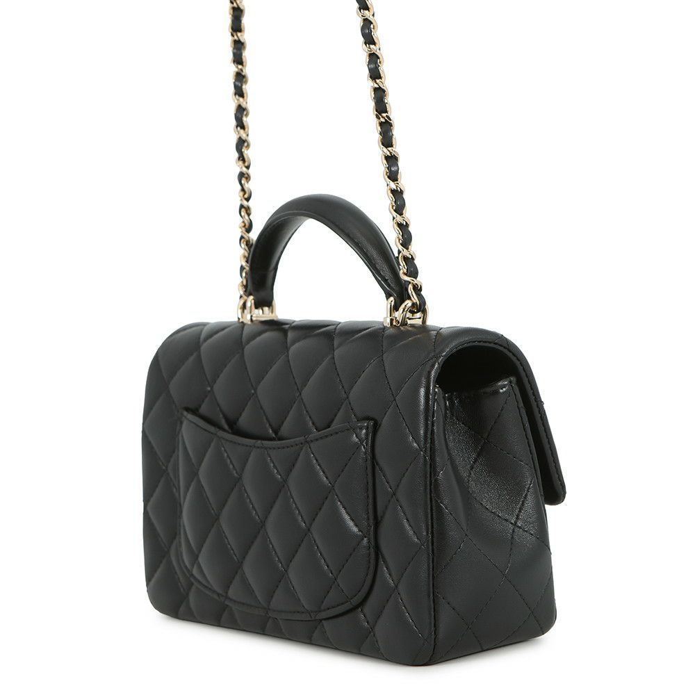シャネル チェーンショルダーバッグ マトラッセ ココマーク トップハンドル ミニ ラムスキン AS2431 CHANEL 黒