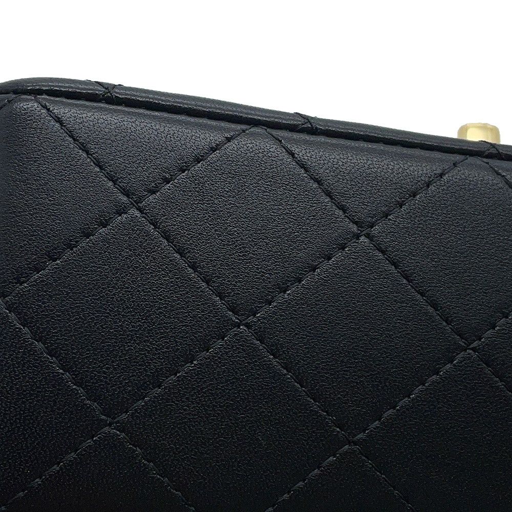 シャネル チェーンショルダーバッグ マトラッセ ココマーク トップハンドル ミニ ラムスキン AS2431 CHANEL 黒