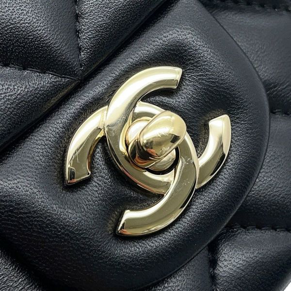 シャネル チェーンショルダーバッグ マトラッセ ココマーク トップハンドル ミニ ラムスキン AS2431 CHANEL 黒
