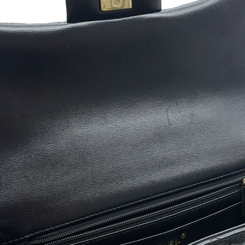 シャネル チェーンショルダーバッグ マトラッセ ココマーク トップハンドル ミニ ラムスキン AS2431 CHANEL 黒